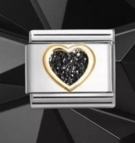 New black glitter heart - black,
