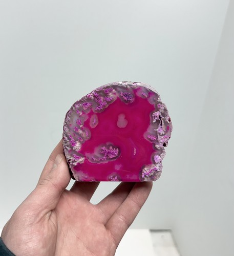Pink agate geode slab - xl,