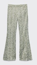 Zara Mint Sequinned Flared Trousers M Art:  9130/955