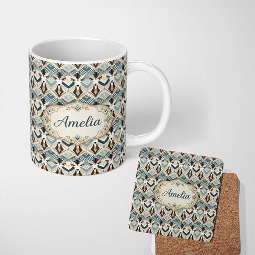 11oz tea coffee mug geometric - tea,