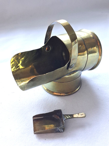 Trench art brass coal scuttle - art,