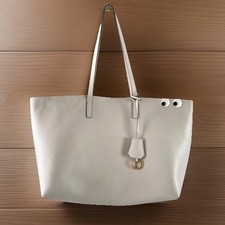 Anya Hindmarch Ebury Shopper II Tote Googly Eyes Leather Steam Gray Circus