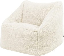 ? Icon Natalia Teddy Fleece Kids Bean Bag Chair Cream | Fluffy Armchair