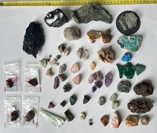 Large Mixed Mineral& Crystal Collection -Amethyst, Rose Quartz, Malachite