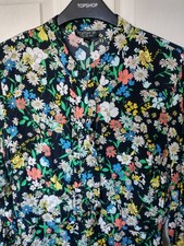 Topshop Multicoloured Liberty Style Print Floral Print Shirt Dress Size 10