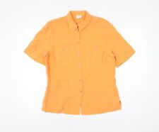 Jorli Womens Orange Lyocell Basic Button-Up Size 14 Collared