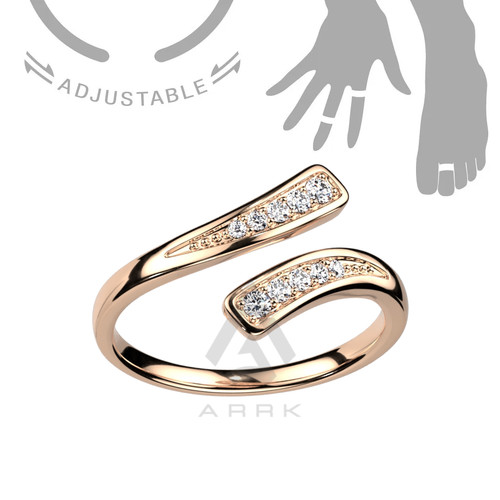 Toe ring multi paved - toe, cz