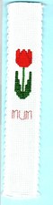 Red Tulip Flowers Cross Stitch Bookmark Gift x Mum Mother Birthday Day