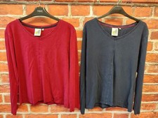BUNDLE WEIRD FISH NAVY BURGUNDY T-SHIRT SIZE UK 10 WOMENS ORGANIC COTTON TEE X2
