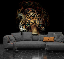 Black Wild Cat Wallpaper Mural