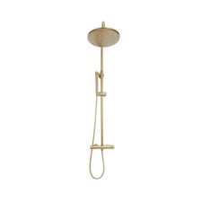 Apres Round Rigid Riser Shower Brushed Brass CO021