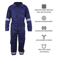 Blue Work Wear Men's Overalls Boiler Suit Coveralls Mechanics Protective