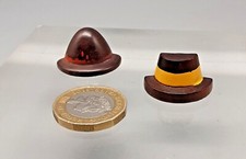 2 Vintage Novelty Hat Shape Painted Wooden Buttons