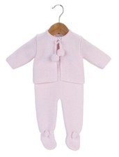 Baby  Girls  Pink Knitted 2 Piece Pram Set  3/6 Months