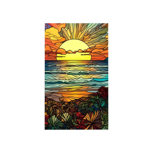 45x100stained glass window - glass,