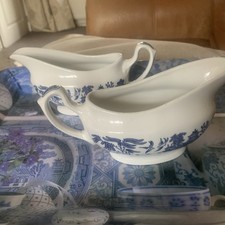 X2 Vintage Willow Pattern Gravy Jugs Churchill China