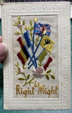 WW1 Silk Postcard "Right Is