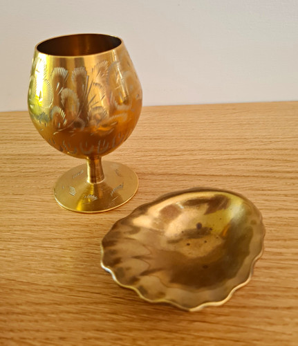Vintage brass engraved - vintage,
