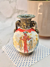 Hand-Painted Ancient Style Amphora Vase • Greek Minoan Decorative Pottery 10cm