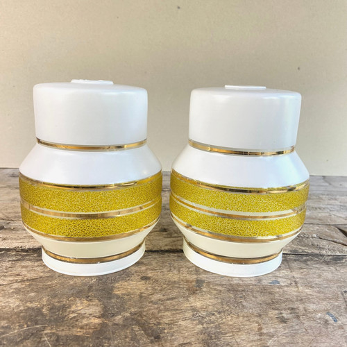 Pair mid century white - white, gold