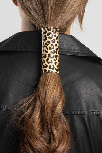Hair glove leather leopard - hair,