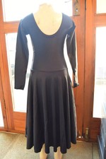 Black long sleeve longer length ballroom dance dress BALL5 - Age 8-10