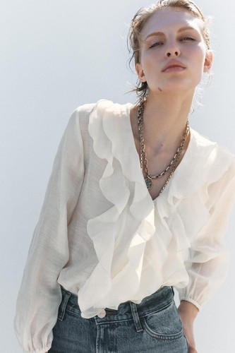 Zara ivory ruffled shirt - zara,