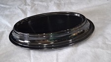 Old Vintage Retro Black Glass Base Plinth For Vase Bowl Deco Oval