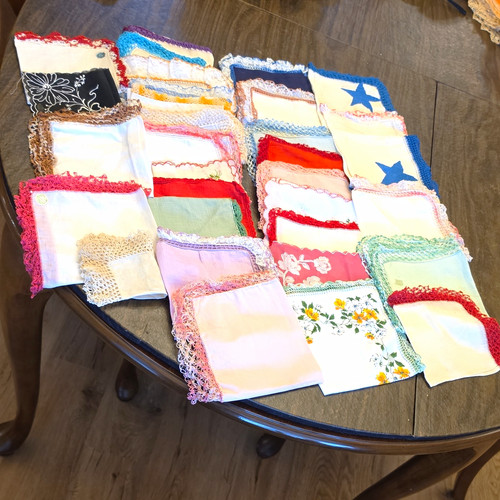Vintage linen handkerchief - vintage,