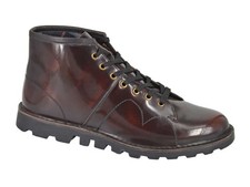 Grafters Bordeaux Leather Monkey Boots Unisex Casual Ankle Lace Up UK Sizes 6-12