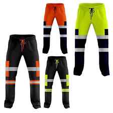 Hi Viz Vis Safety Work Fleece Trousers Bottoms Jogging Joggers Sweat Pants S-2XL