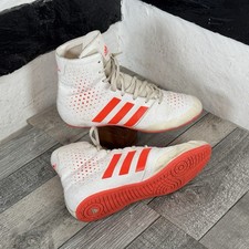 Adidas Boxing Boots White Red UK  8.5 Ko Legend Shoes  Ring Ankle Wrestling