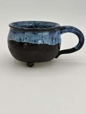 Blue & Black Cauldron MUG Stamped With Skull And Bones