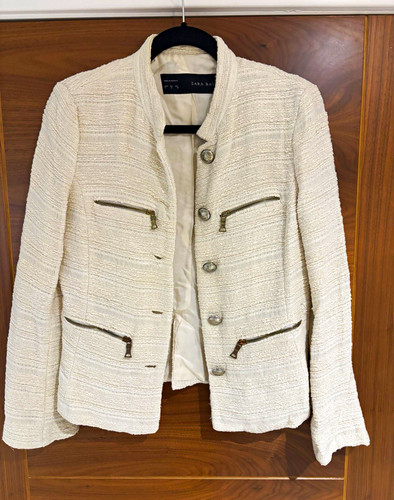 Zara cream tweed military - zara,