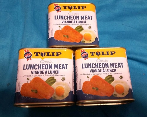 Tins luncheon meat - tins,