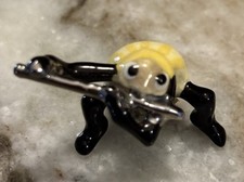 Rare Vtg Hagen Renaker Ceramic miniature Figurine Beetle W/Flute Bug Band Series