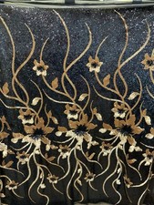 Heavily Sequined Lace Fabric Black & Gold 56” X 54” Utterly Sumptuous