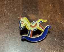 VINTAGE ROCKING HORSE CAROUSEL HORSE PIN BADGE MULTICOLOURED
