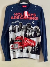 Coca Cola Christmas Jumper Holidays Coming George Truck Sweater Xmas SMALL NEW