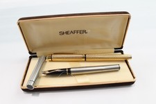 Vintage Sheaffer Fountain Pens Targa 14ct Gold Nibs Writing Inc Boxed x2