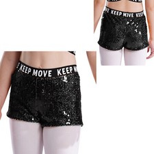 UK Kids Girls Sparkly Sequin Shorts Elastic Waist Hot Pants Yoga Dance Bottoms