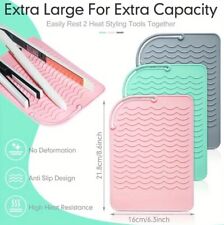 Heat Resistant Silicone Mat Pouch Hair Straightener Irons Curling Insulation UK