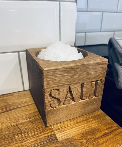 Personalised solid oak salt - oak,