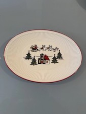 Wedgwood A Windsor Christmas Xmas Oval Plate Santa 26cm Long