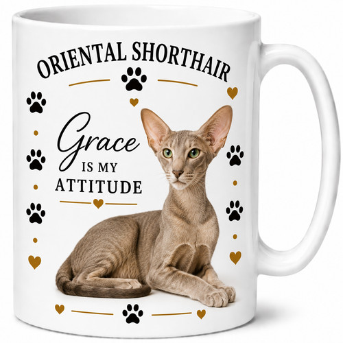 Oriental shorthair cat mug - shorthair, |