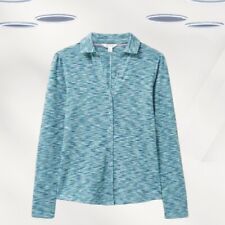 Ex White Stuff Women's Shirt Green Long Sleeve Rib Jersey (Defect)