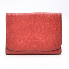 LONGCHAMP WOMEN'S RED LEATHER SMALL BI-FOLD WALLET
