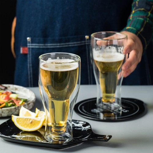 Beer glass double wall keep - glass,