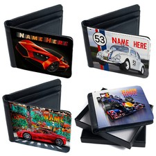 Personalised Car Wallet Bi Fold Card Holder Rally Custom Text Birthday Gift