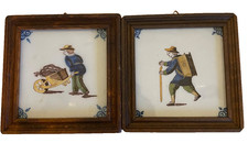 Pair Dutch Makkum Tiles in Oak